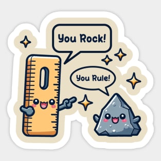 You Rock You Rule Funny Kawaii Ruler Rock Sticker